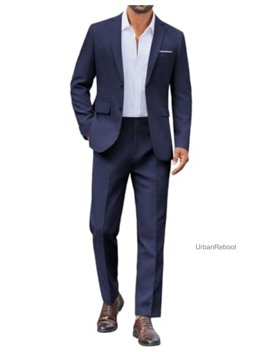 Mens 2 Piece Suit Set Classic Fit Two Button Blazer Jacket and Pants